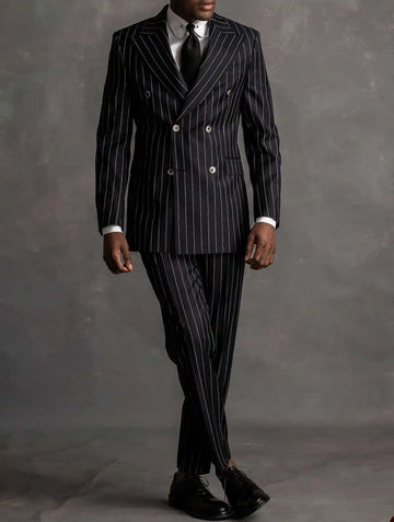 Aidase Formal Men's Suit 2 Pieces Blazer Pants Bow Collar Double Breasted Buckle Wedding Work Wear Business Modern Costume Size Color aidase-shop